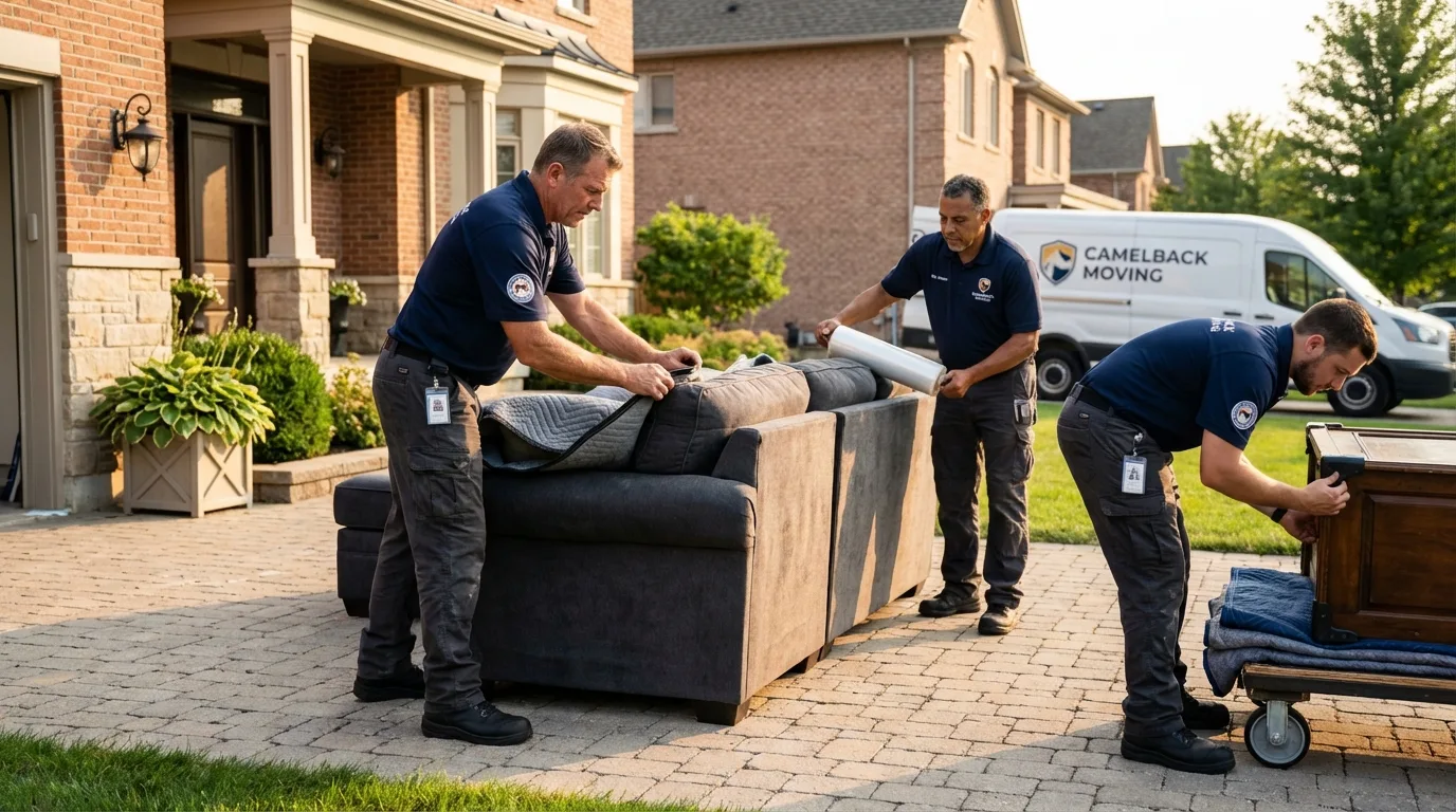 Large estate moving crew wrapping furniture in Zebulon, NC