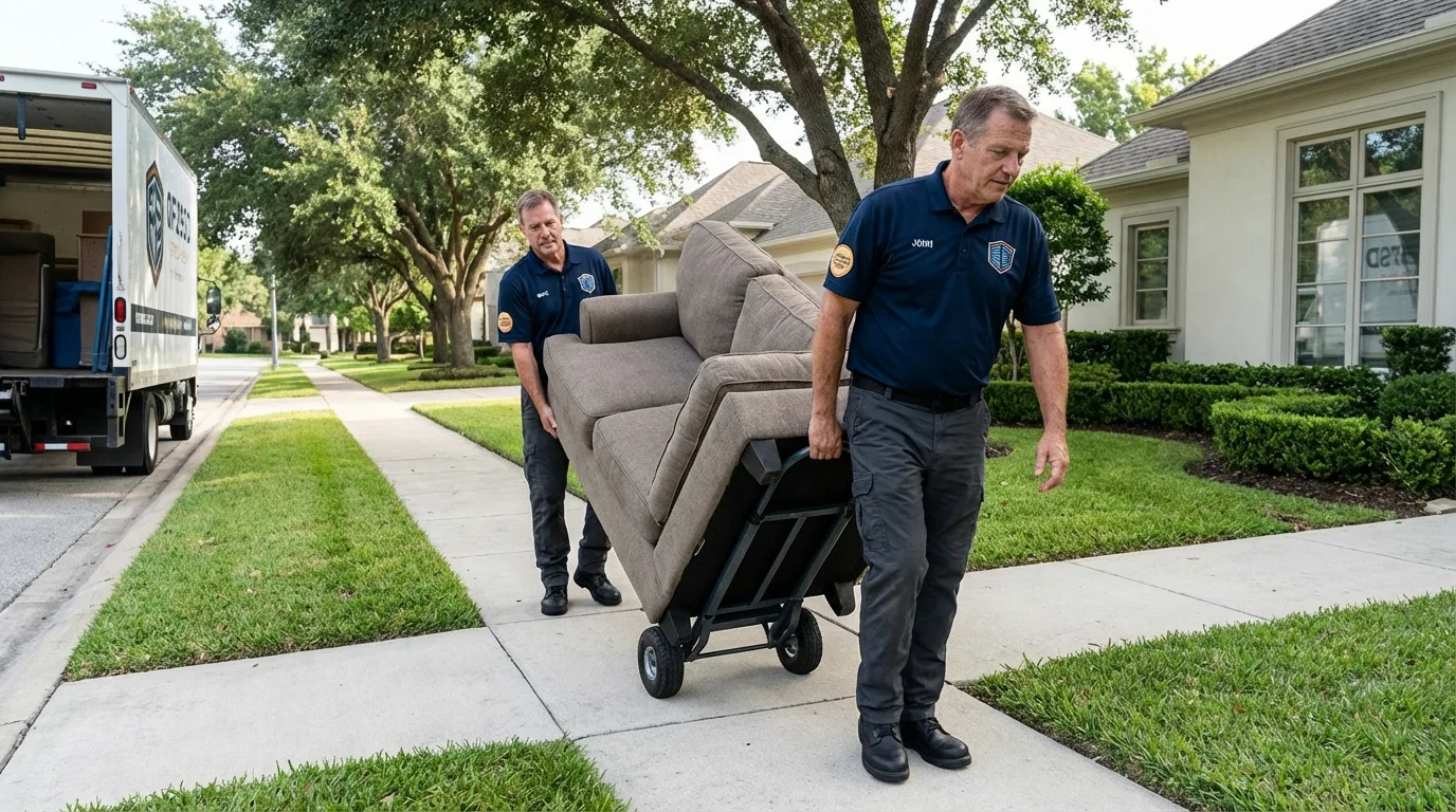 Local residential moving crew loading furniture in Zebulon, NC